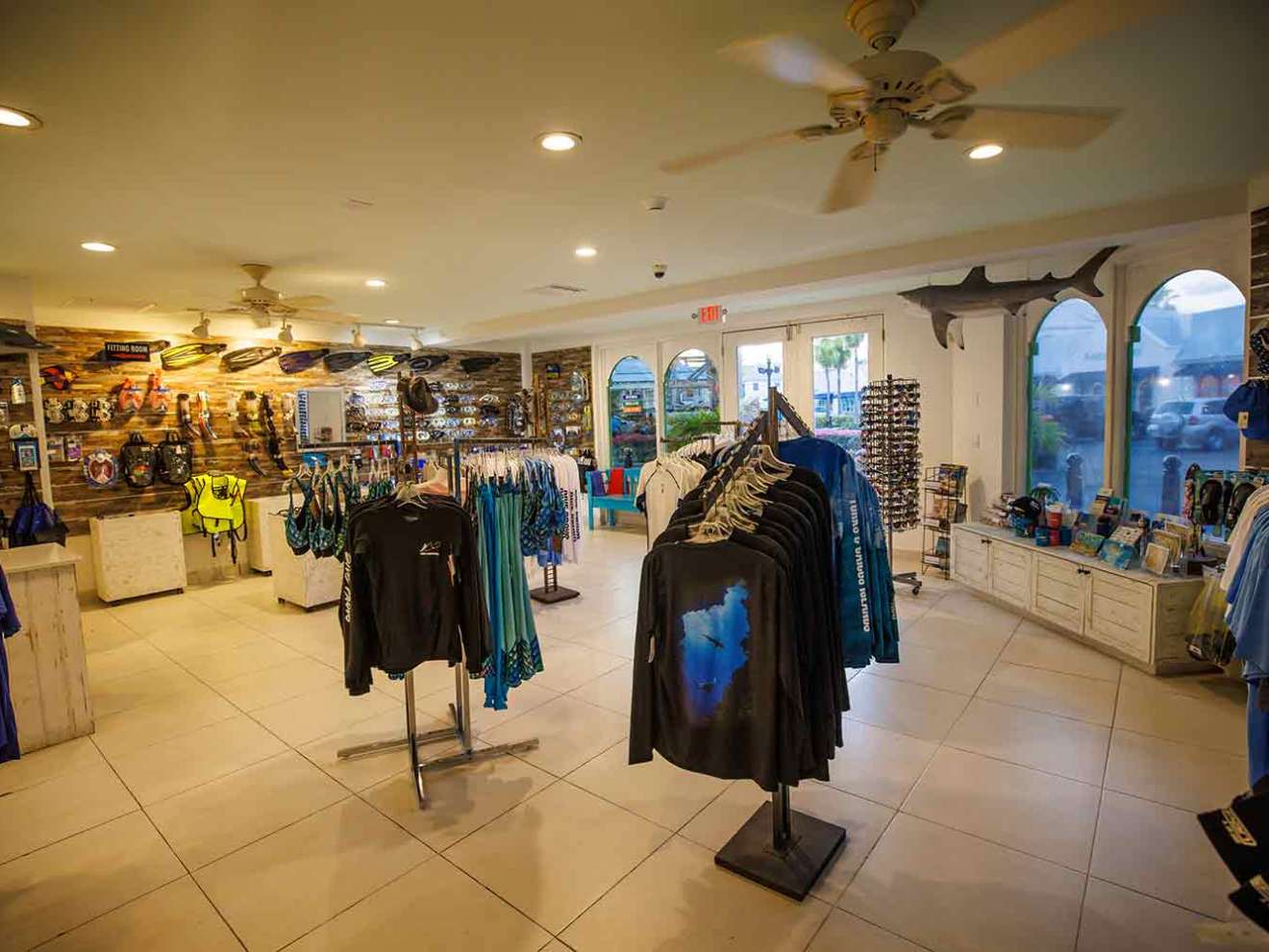 a group of people standing in a room